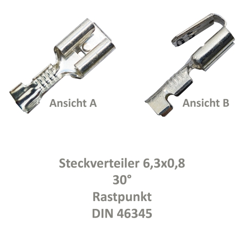 10 Steckverteiler Abzweiger Flachsteckhülse Flachstecker 6,3x0,8  0,5² DIN 46345