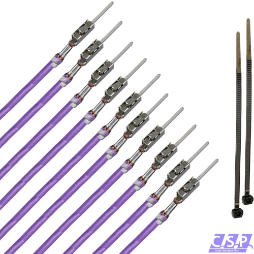 10x MQS Stift Quadlok mit FLRY 0,50mm² violett Kontakt PIN Leitung Fakra Kabel