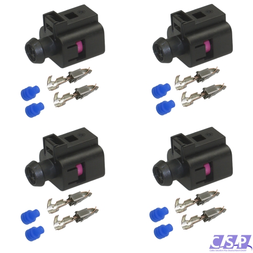 4x Stecker 1J0973722 Reparatursatz 2-pol. Buchse 0,5²-1,0² passend VW 1J0 973 722