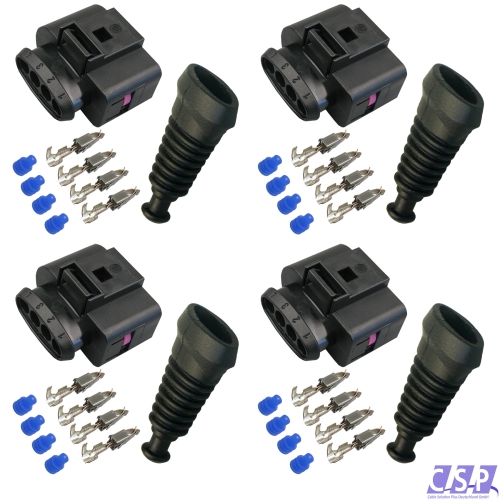 4x Stecker passend zu VW 1J0973724 Reparatursatz 4-pol. 0,50²-1,00² Tülle Zündspule