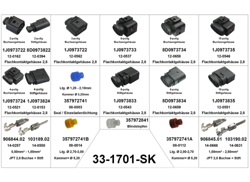 Sortiment / Set passt zu VW Steckverbinder Stecker JPT 2,8 Serie 2-polig bis 10-polig