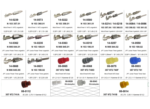 Sortiment Kontakte PIN Stecker MT2 Microtimer II u. JPT Timer un- / gedichtet VW