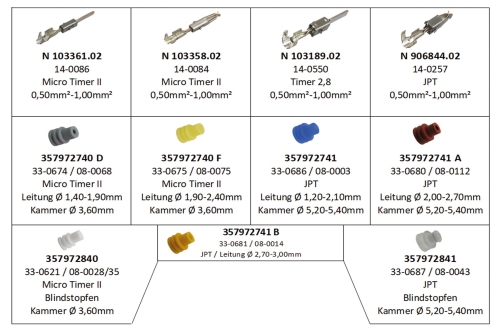 Sortiment Set Kontakte PIN Stecker Microtimer II und JPT Timer gedichtet VW AUDI