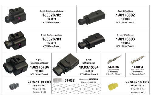 Sortiment Steckverbinder Set Stecker MT2 bzw 1.5 Serie 2-pol 4-pol VW AUDI SEAT