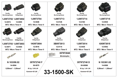 Sortiment Steckverbinder Set Stecker MT2 bzw 1.5 Serie 2-pol. bis 10-pol VW AUDI