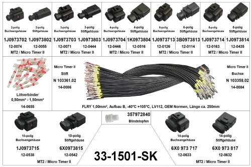 Sortiment Steckverbinder Set Stecker MT2 bzw 1.5 Serie 2-pol. bis 14-pol VW AUDI