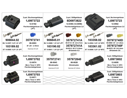 Sortiment passt zu VW Steckverbinder Stecker JPT und MicroTimer 2-polig u. 3-polig