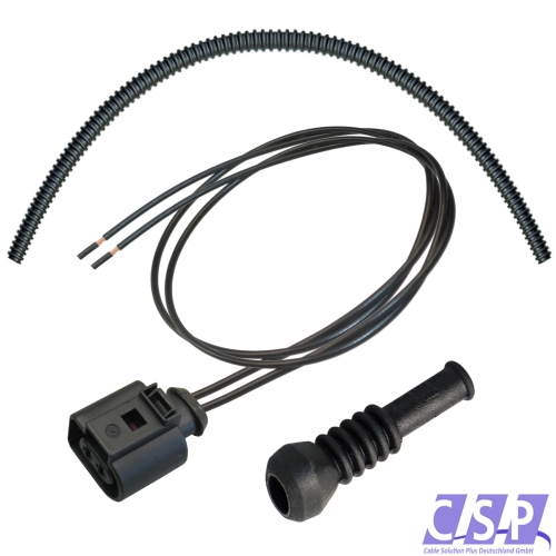 Stecker 2-polig für VW AUDI 1J0973722 Reparatursatz 1,00²   Wellrohr   Schutzkappe