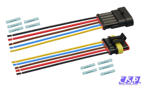 Superseal Set 5-polig konfektioniertes Stift- und Buchsengehäuse, 250mm, Leitung FLRY 2,50mm², Schrumpfverbinder