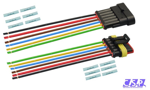 Superseal Set 6-polig konfektioniertes Stift- und Buchsengehäuse, 250mm, Leitung FLRY 2,50mm², Schrumpfverbinder