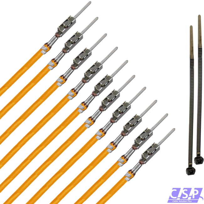 10x MQS Stift Quadlok mit FLRY 0,50mm² orange Kontakt PIN Leitung Fakra Kabel