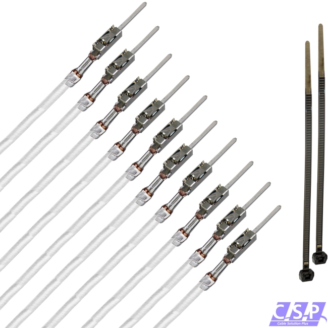 10x MQS Stift Quadlok mit FLRY 0,50mm² weiß Kontakt PIN Leitung Fakra Kabel