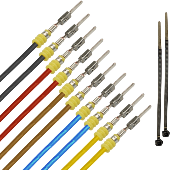 10x MicroTimer Stift Mini Iso FLRY 1,00mm² Farbmix gedichtet Kontakt Pin Kabel