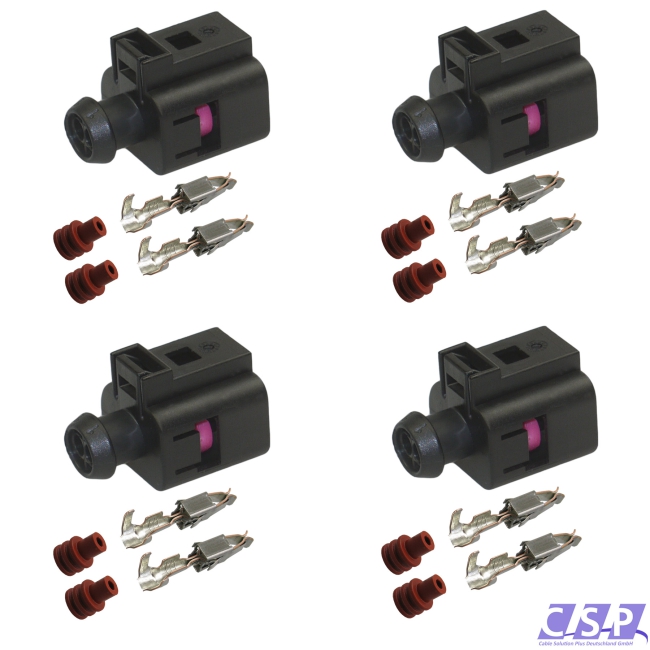 4x Stecker 1J0973722 Reparatursatz 2-pol. Buchse 1,0²-2,5² passend VW 1J0 973 722