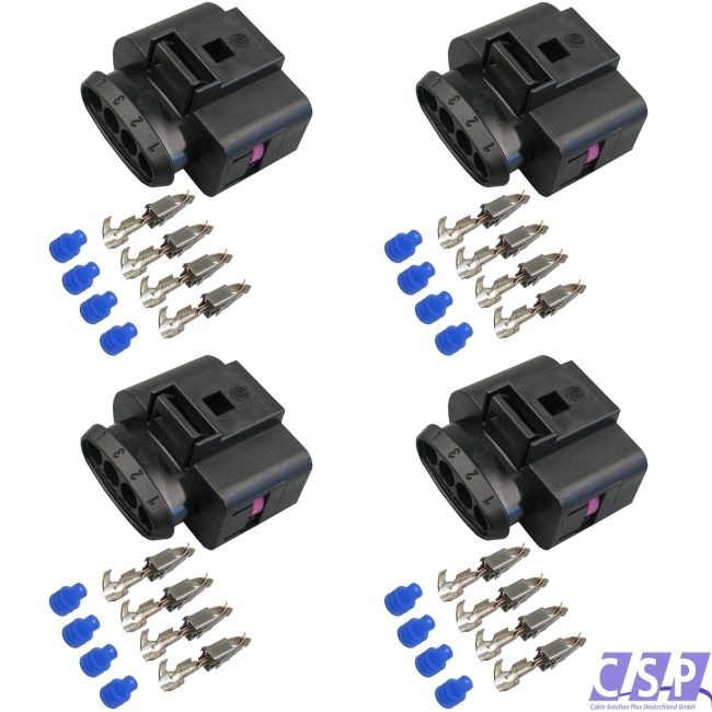 4x Stecker passend zu VW 1J0973724 Reparatursatz 4-pol. Buchse 0,50²-1,00² Zündspule