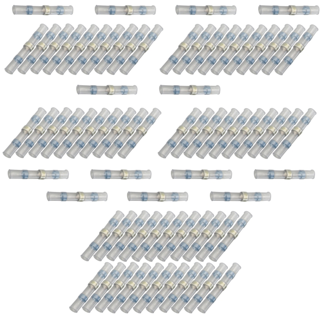 75x Lötverbinder 1,50 - 2,50²  blau Kleber Schrumpfverbinder Quetschverbinder