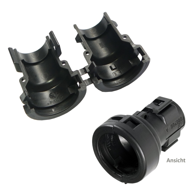 Abdeckkappe 180° f. Wellrohr NW10 Adapter für Rundsteckverbinder AMP DIN 72585