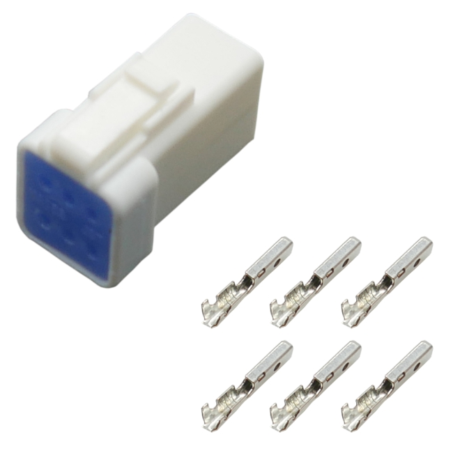 JWPF Stecker Buchse 6-polig gedichtet IP67  Steckverbinder JST 06R-JWPF-VSLE-D mit passenden Crimp Kontakten