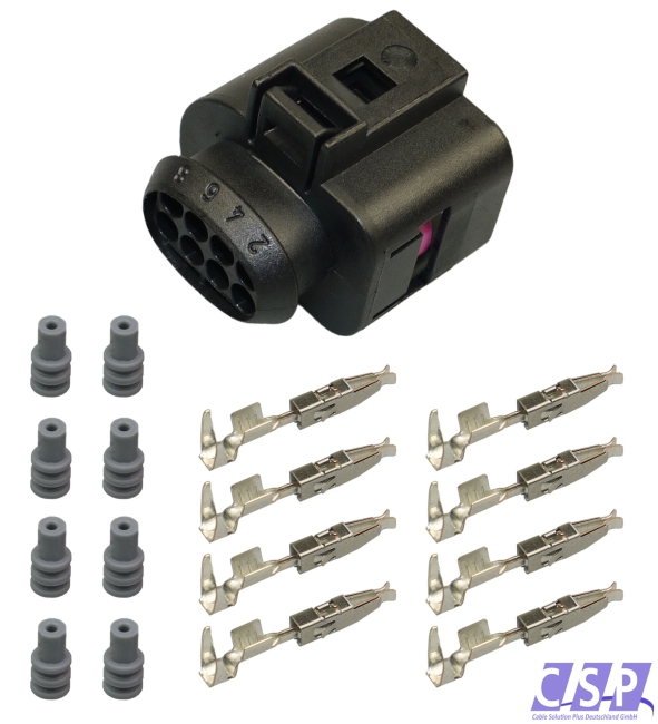 Reparatursatz Stecker 8-pol. passt zu VW AUDI 1J0973814   1J0973714 Stift Buchse