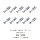 10 Flachsteckhülse 2,8x0,8 Kabelschuh unisoliert 0,50²-1,00² Rasthaken DIN 46340