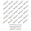 25 Flachstecker 6,3x0,8 Kabelschuh unisoliert 0,50² - 1,00² DIN 46343 Rastloch